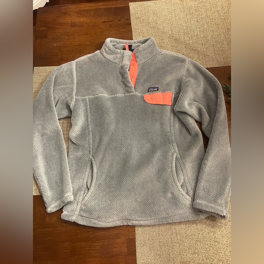 Patagonia are-Tool Snap-T Pullover Fleece and n Grey and Coral‎